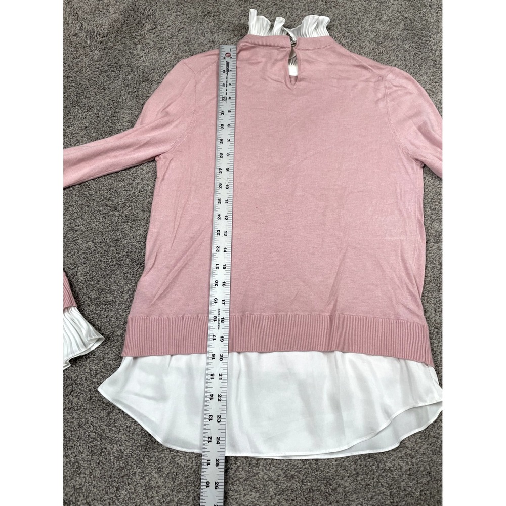 Ted Baker Sweater Womens 1 XS 4 Pink Layered Ruffle Cashmere Blend Preppy Flirty - Picture 12 of 12